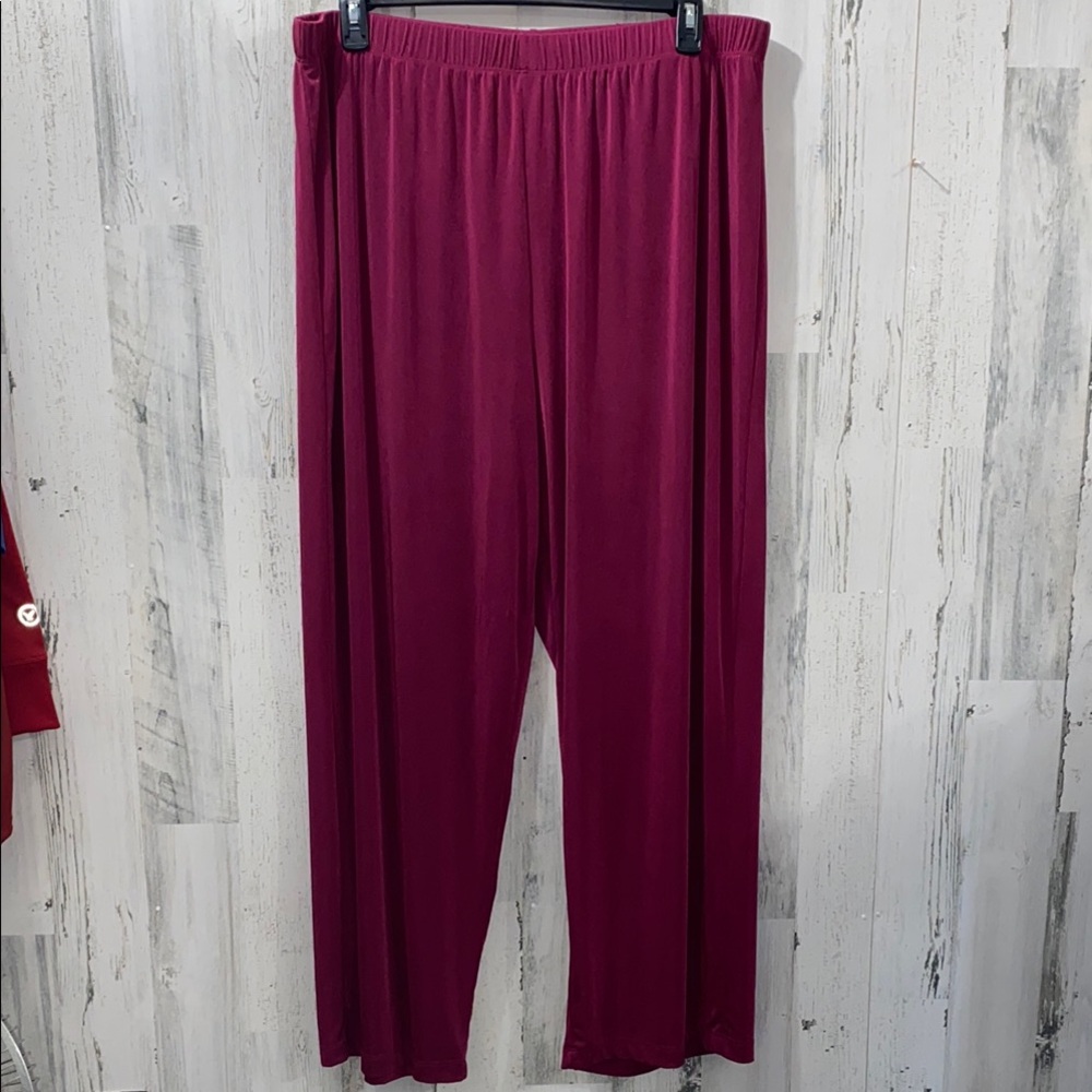 0701 Elegant Carolyn Strauss Burgundy Wide Leg Pants